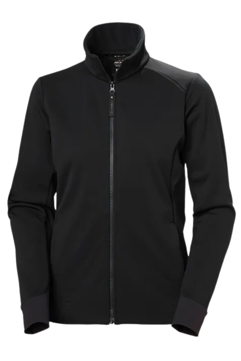 Sudadera cardigan mujer Helly Hansen ligera negra con cremallera W Tech Midlayer