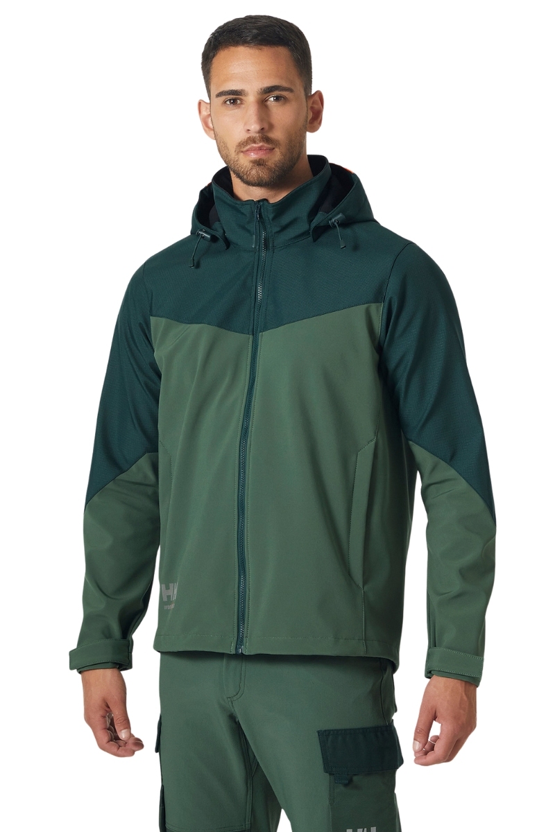 Chaqueta softshell verde con capucha Helly Hansen