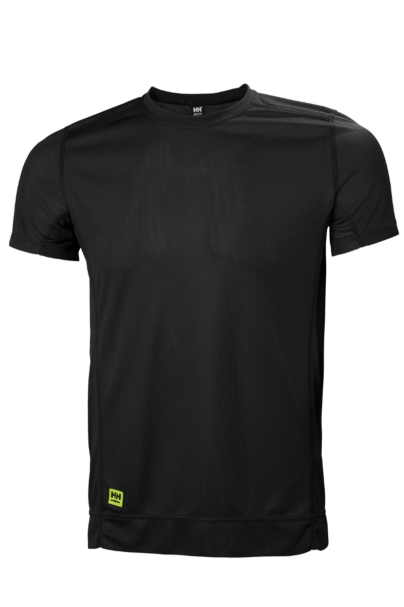 Camiseta interior negra manga corta cuello redondo Helly Hansen Lifa