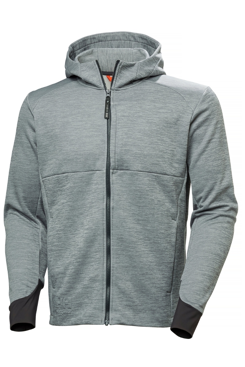 Cardigan técnico gris jaspeado con capucha y cremallera Helly Hansen