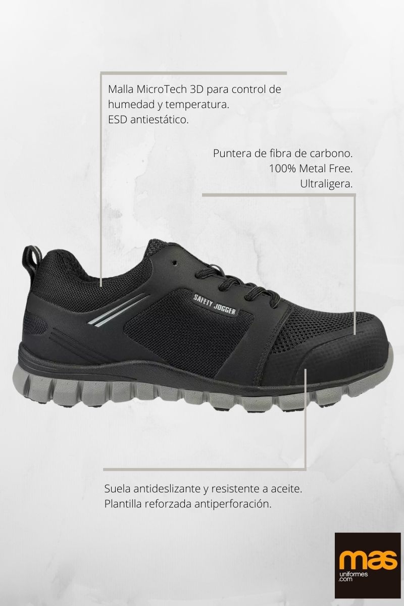 Calzado de seguridad ESD ultraligero puntera fibra carbono