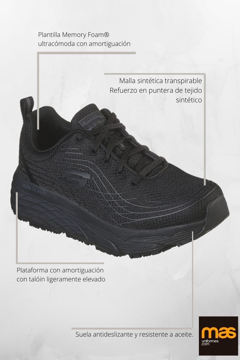 Calzado mujer negro deportivo Skechers Cushioning