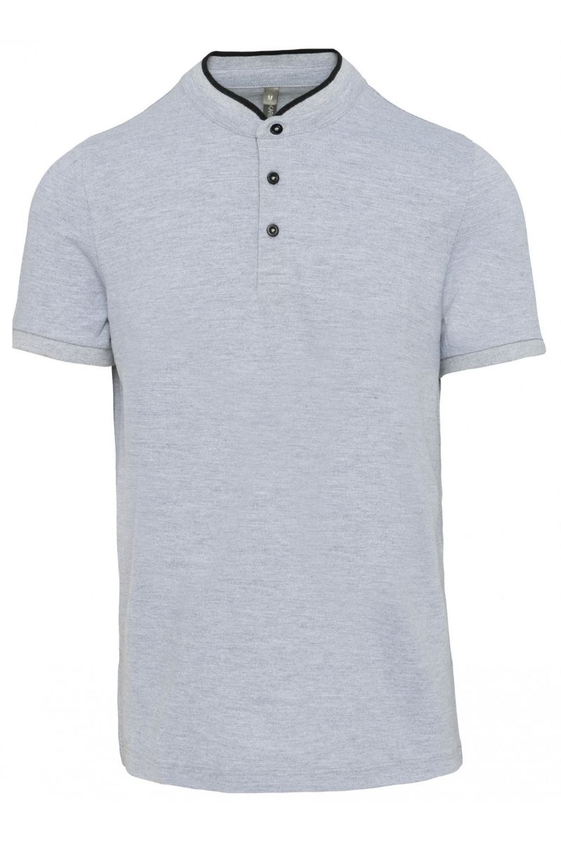 Polo laboral fresco gris con contraste cuello mao