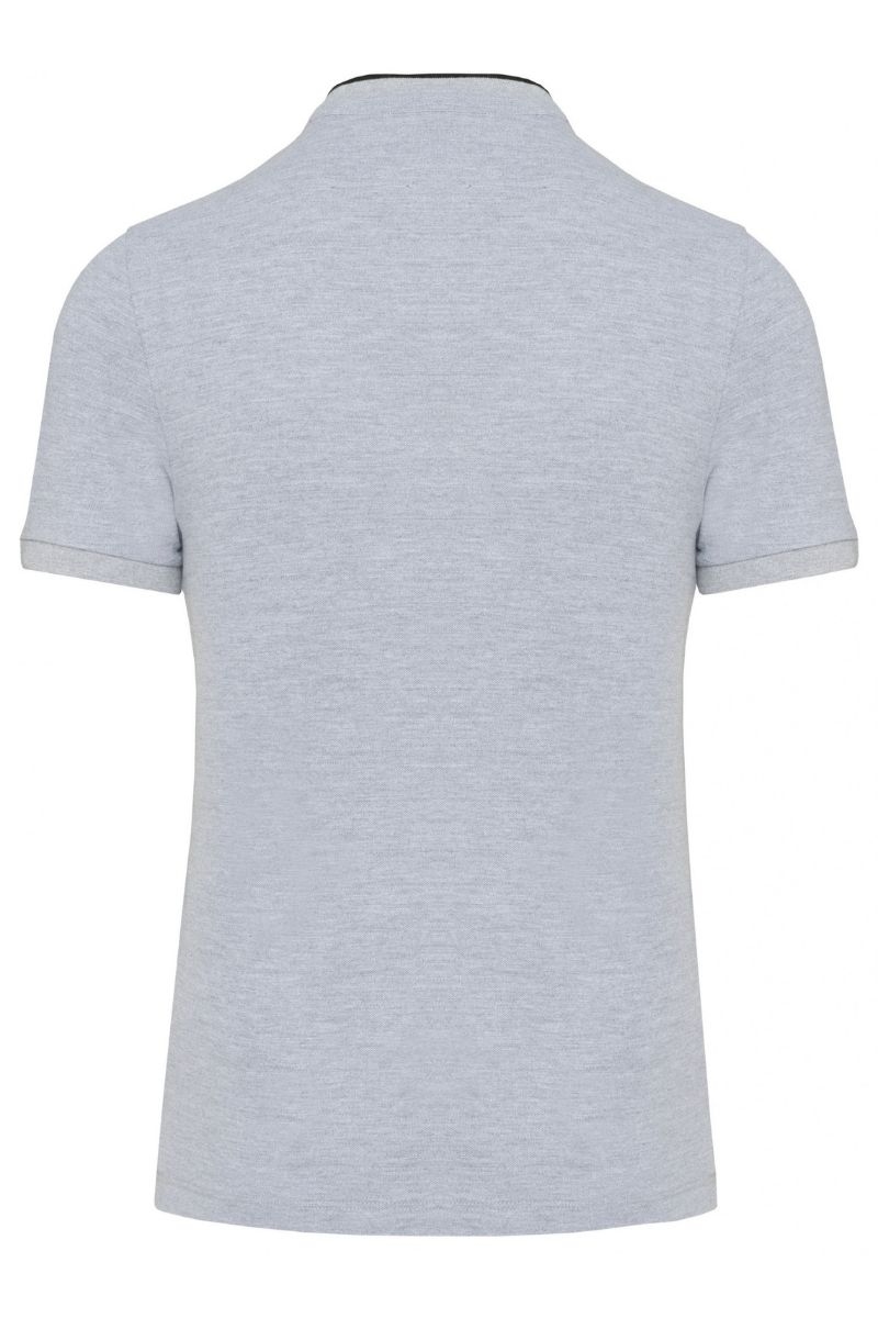 Polo fresco de manga corta cuello mao gris oxford