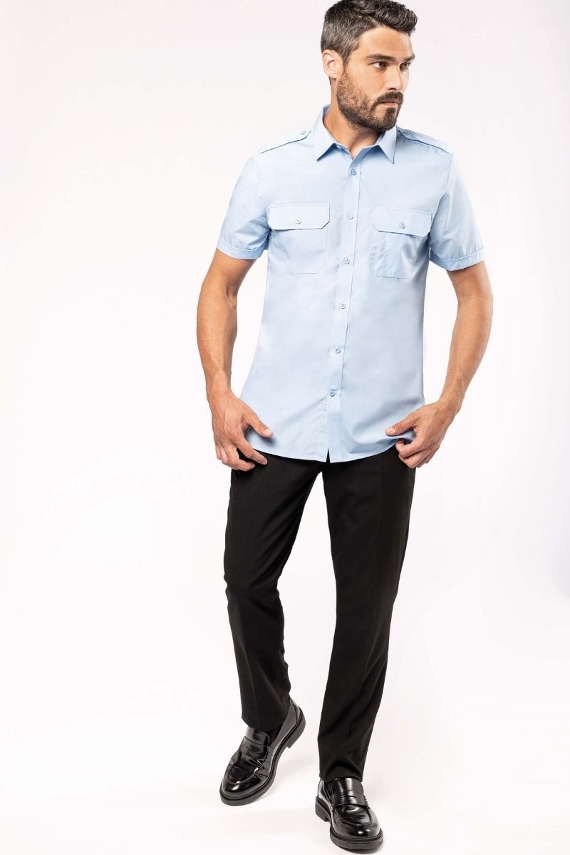 Camisa celeste para hombre corta con