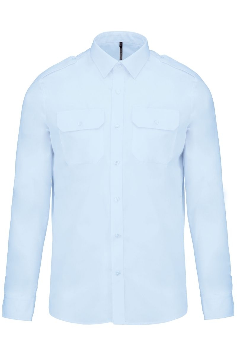 Camisa celeste manga hombre con charreteras