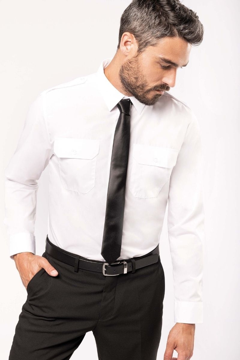 carolino Actualizar Emborracharse Camisa blanca de manga larga para hombre con charreteras