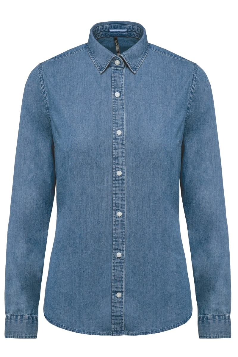 Blusa denim de mujer manga larga 100% Algodón Kariban K509