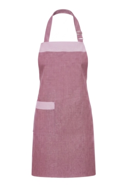Delantal con peto color rosa contrastado tejido 100% reciclado