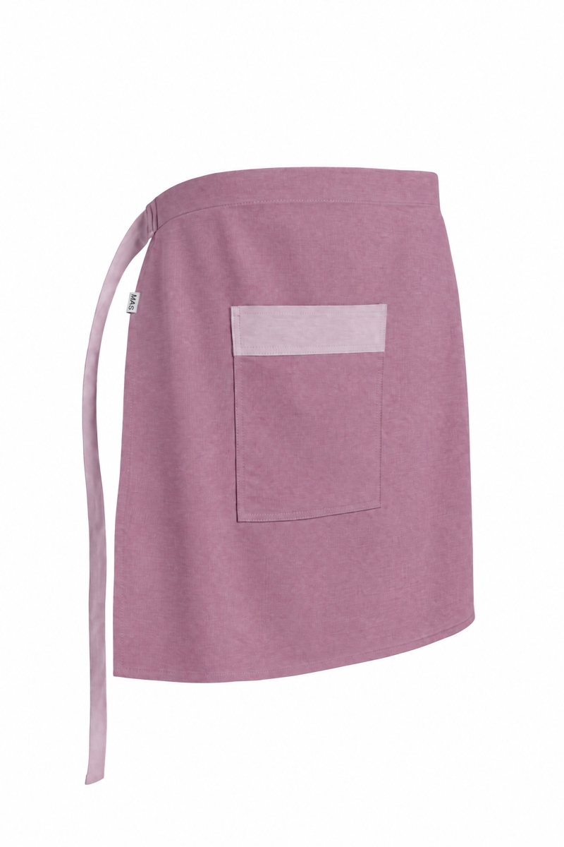 Delantal sin peto color rosa contrastado tejido 100% reciclado