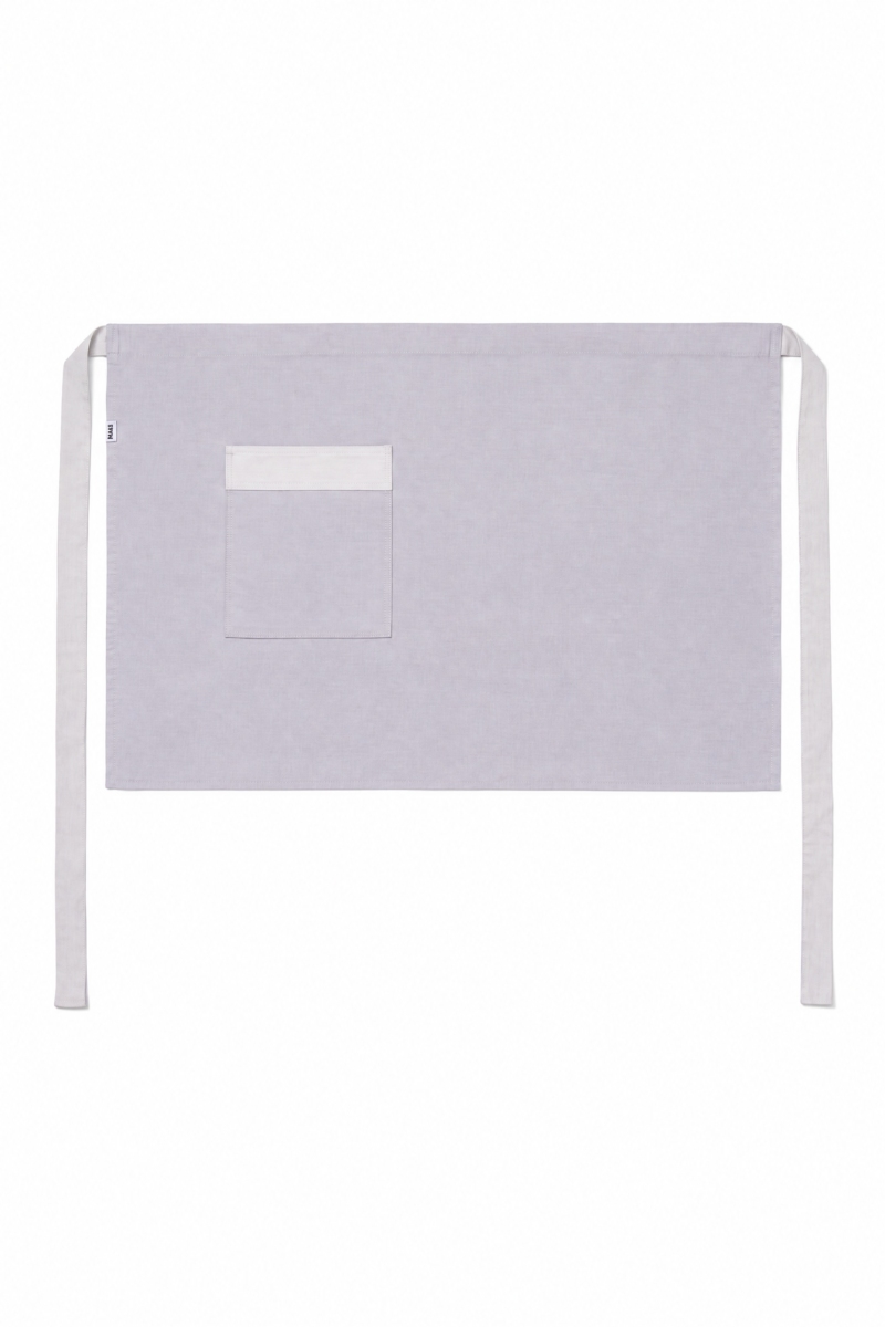 Delantal sin peto gris contrastado 100% reciclado con bolsa embalaje cero