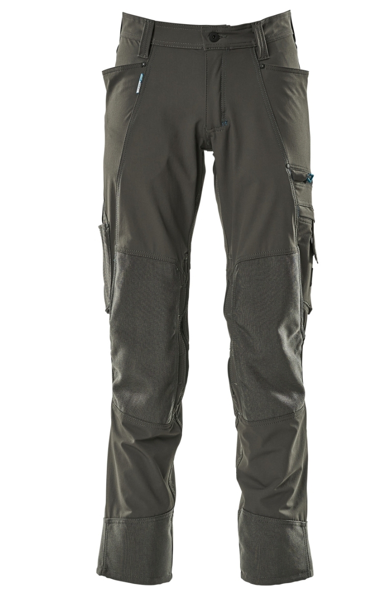 Pantalón laboral gris antracita con bolsillos para rodilleras Mascot
