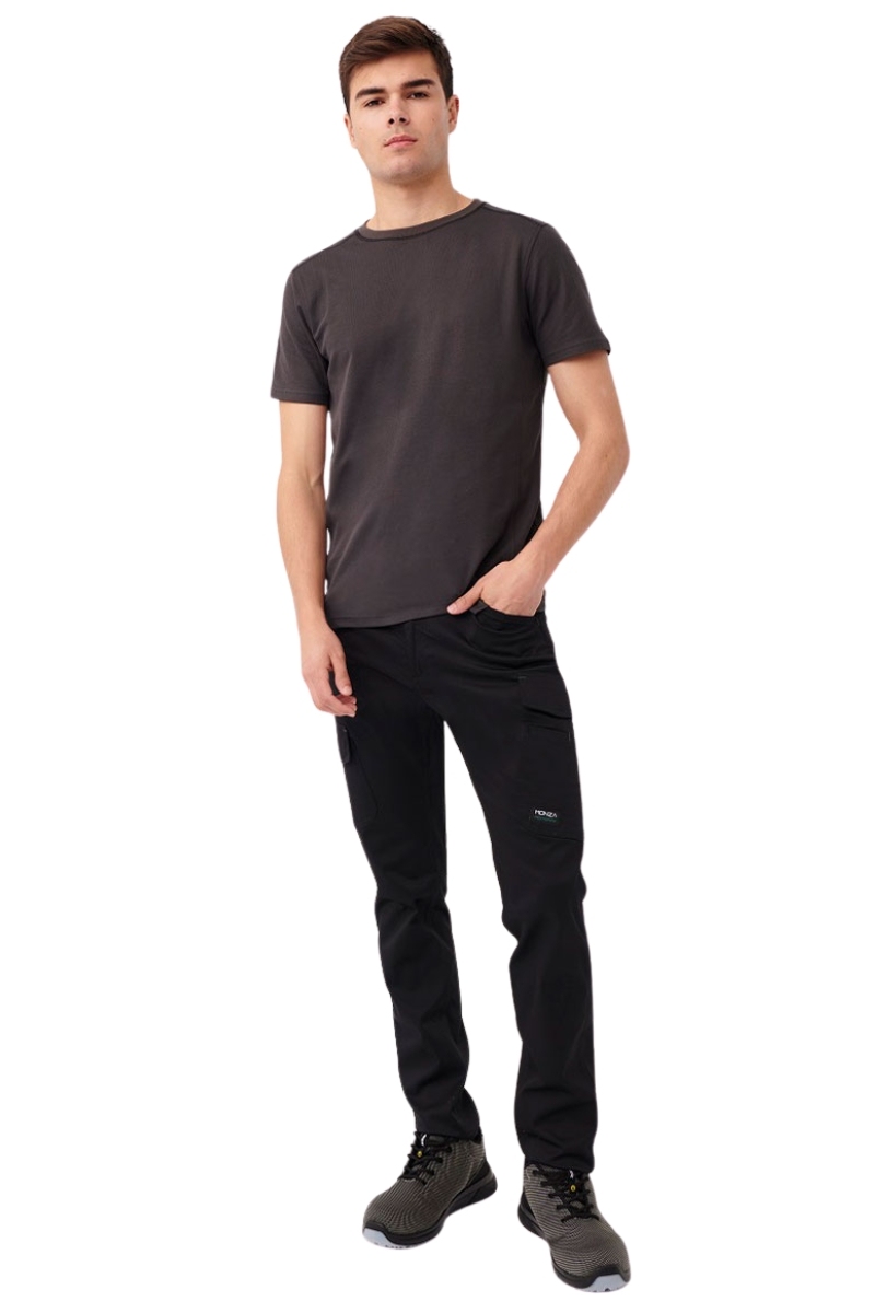 Pantalón multibolsillos negro elástico entrepierna reforzada