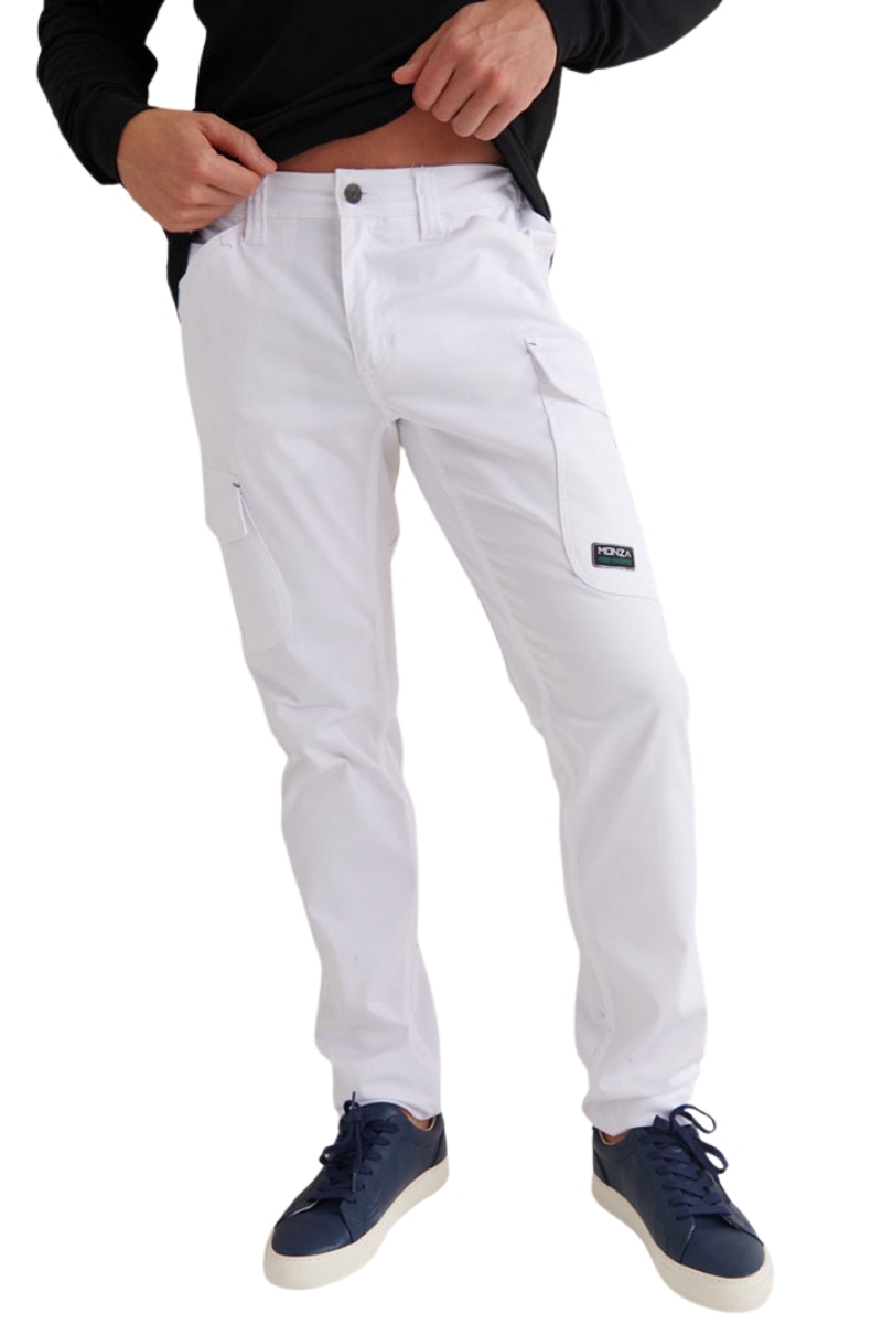 Pantalón laboral blanco elástico entrepierna reforzada
