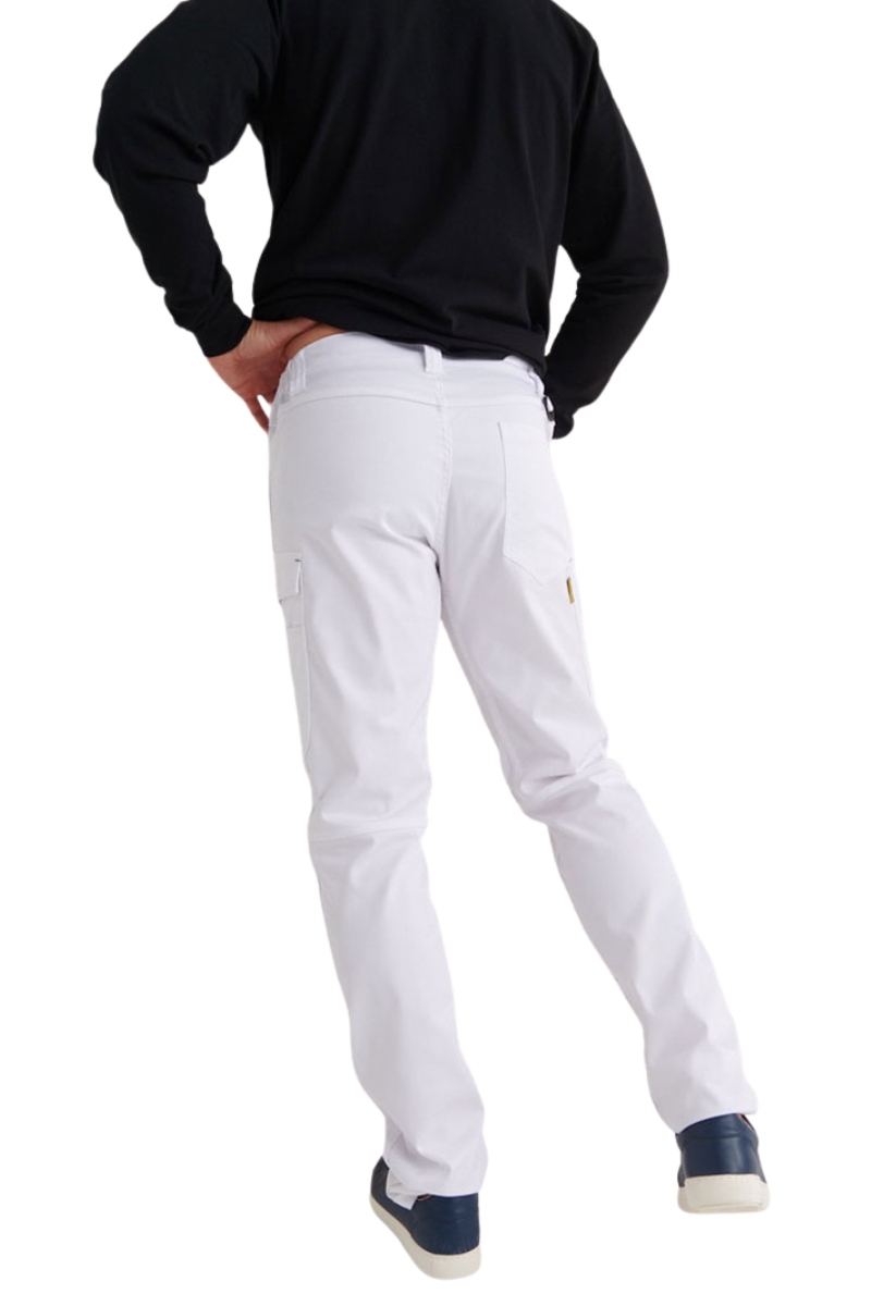 Pantalón laboral blanco elástico entrepierna reforzada