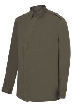 Camisa de hombre verde kaki cierre lateral con corchetes Monza 2136