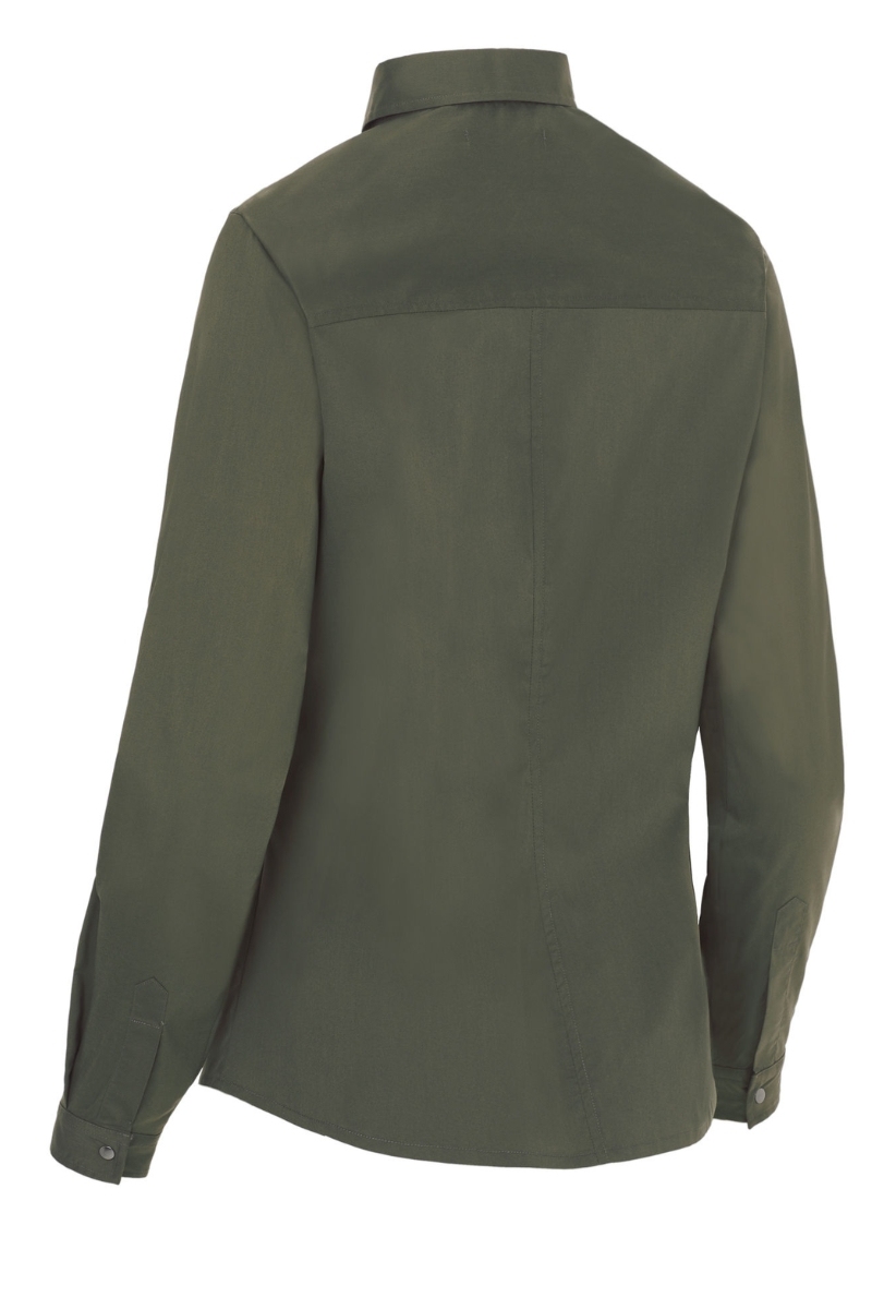 Blusa de mujer verde kaki cierre lateral con corchetes