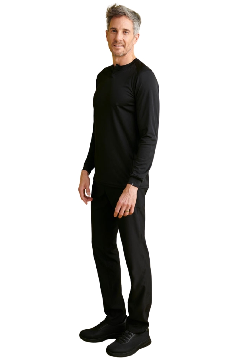 Pantalón de camarero negro de vestir elástico media goma en la cintura