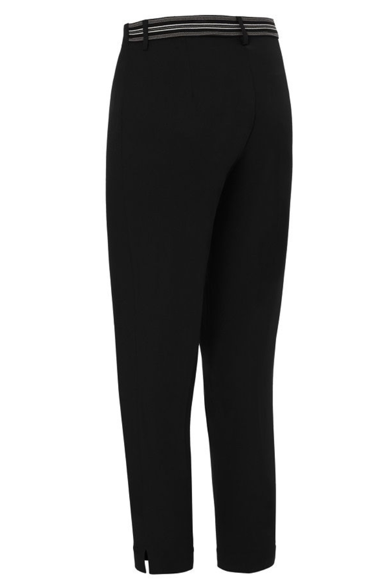 Pantalón de camarera negro de vestir elástico media goma en la cintura