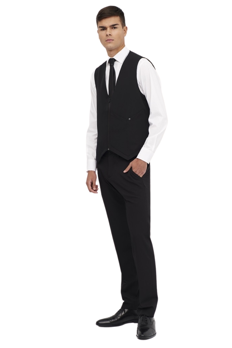 Chaleco hombre negro de sala elástico