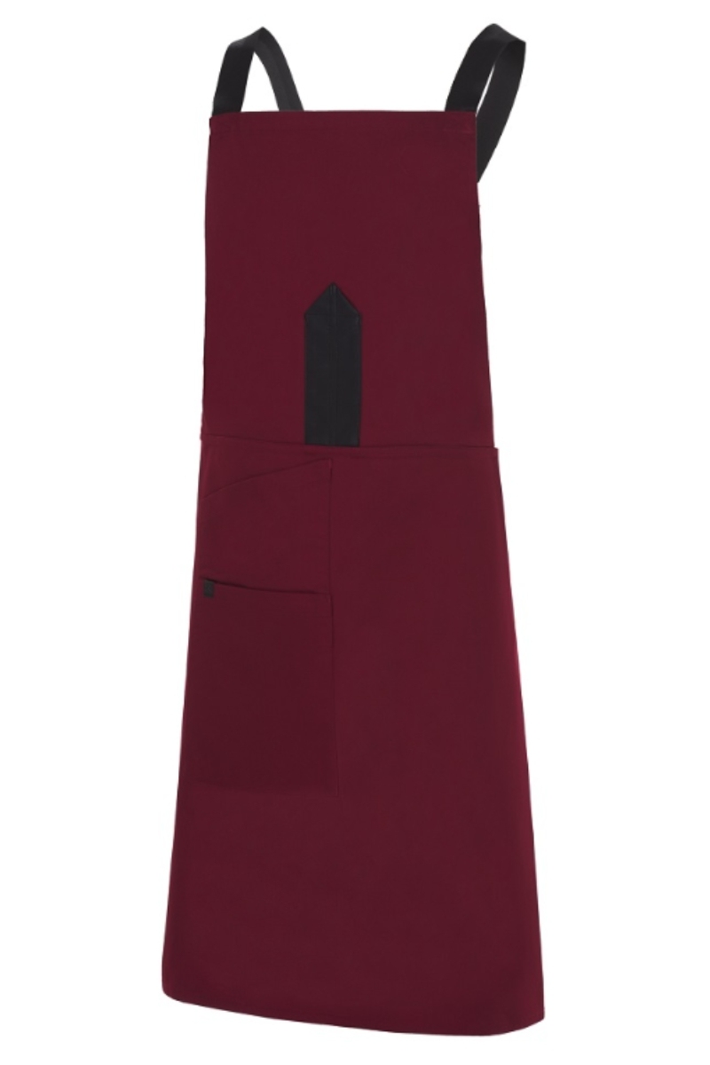 Davantal amb peto granat tirants creuats i detalls polipell Monza 6423