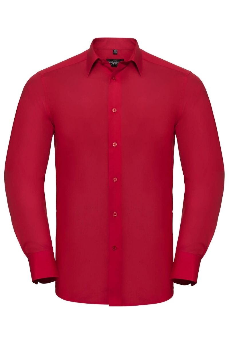 petróleo Plausible Flotar Camisa ajustada para hombre manga larga roja