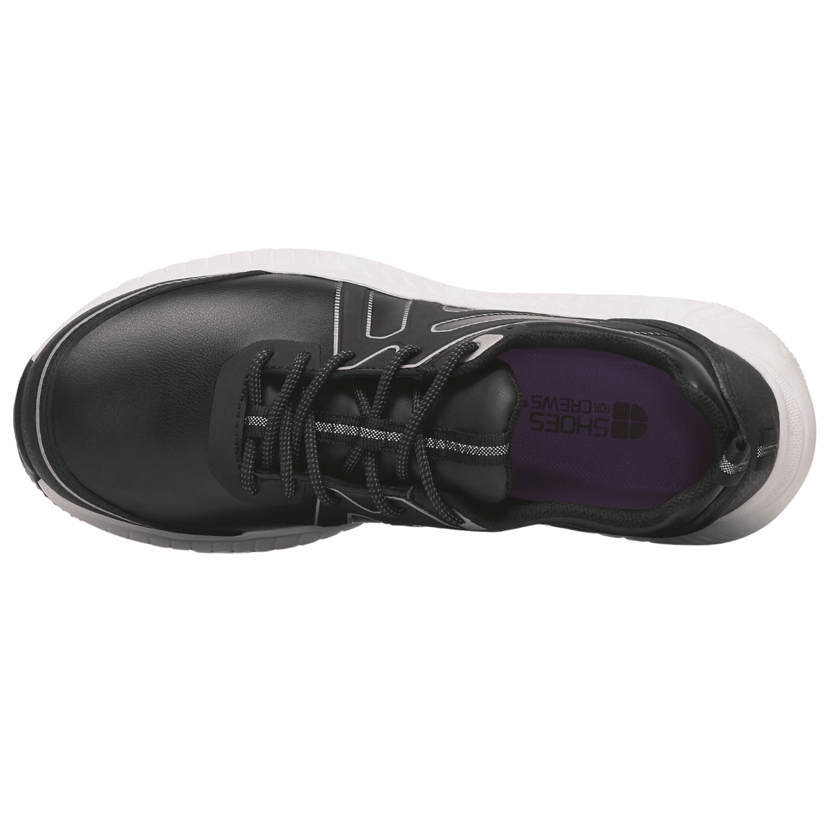Zapato deportivo negro con suela blanca de poliéster y microfibra