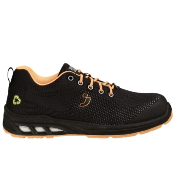 Zapatilla seguridad negro y naranja de tejido reciclado GRS Safety Jogger Ecofitz S1P Low