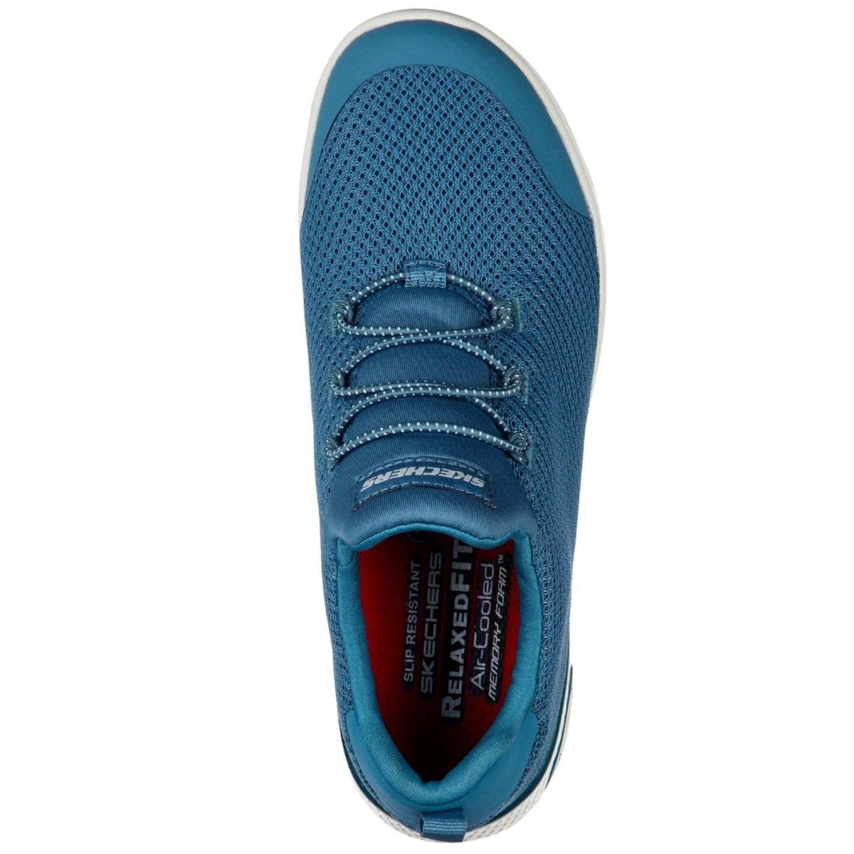 Skechers de feina de dona color blau amb cordó elàstic