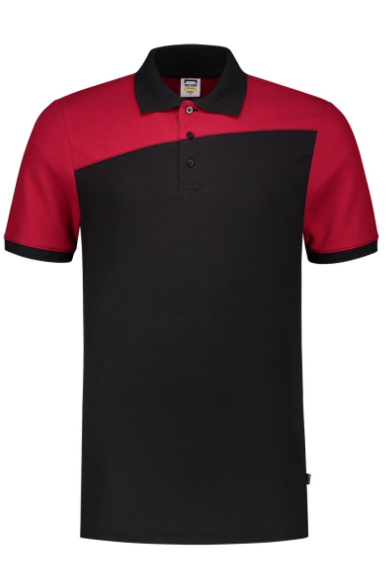 Polo unisex manga corta bicolor negro-rojo Tricorp 202006