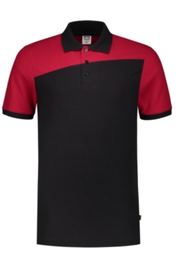 Polo unisex manga corta bicolor negro-rojo Tricorp 202006