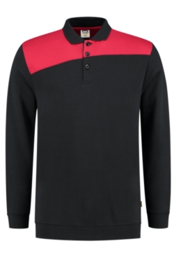 Sudadera cuello tipo polo bicolor negra-roja Tricorp 302004