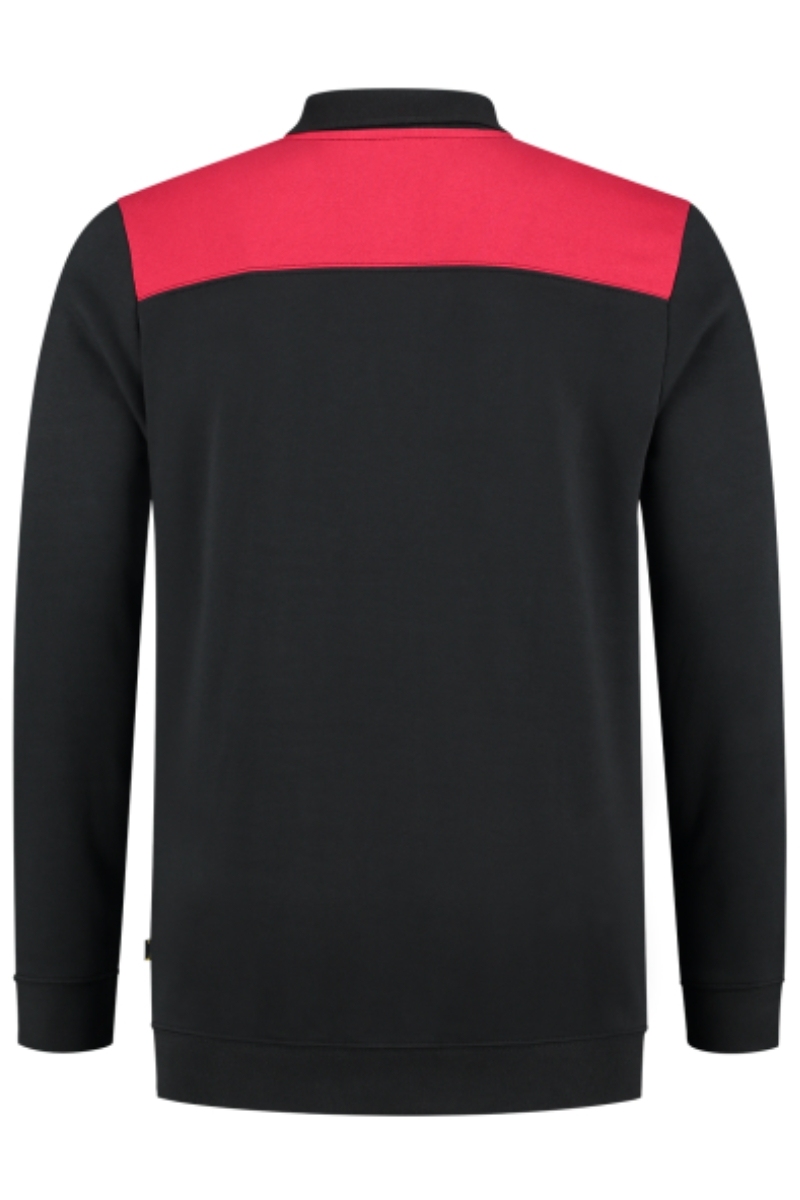 Sudadera cuello tipo polo bicolor negra-roja