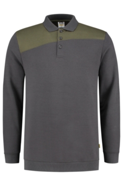 Sudadera cuello tipo polo bicolor gris oscuro-army Tricorp 302004
