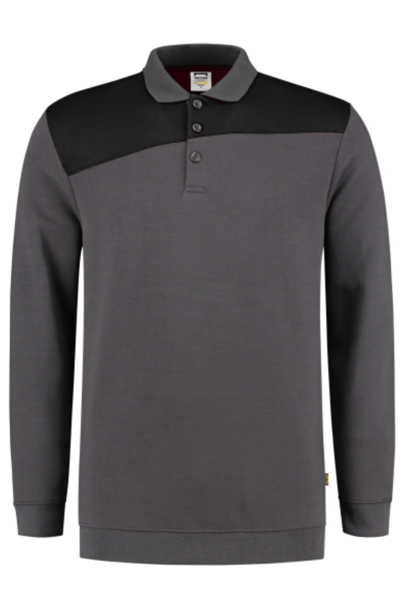 Sudadera cuello tipo polo bicolor gris oscuro-negra Tricorp 302004