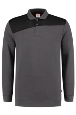 Sudadera cuello tipo polo bicolor gris oscuro-negra Tricorp 302004