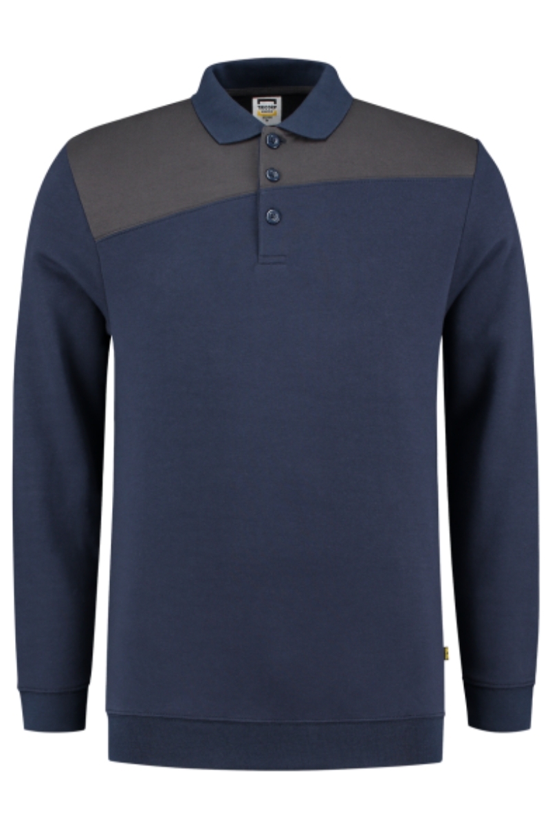 Sudadera cuello tipo polo bicolor ink-gris oscuro Tricorp 302004