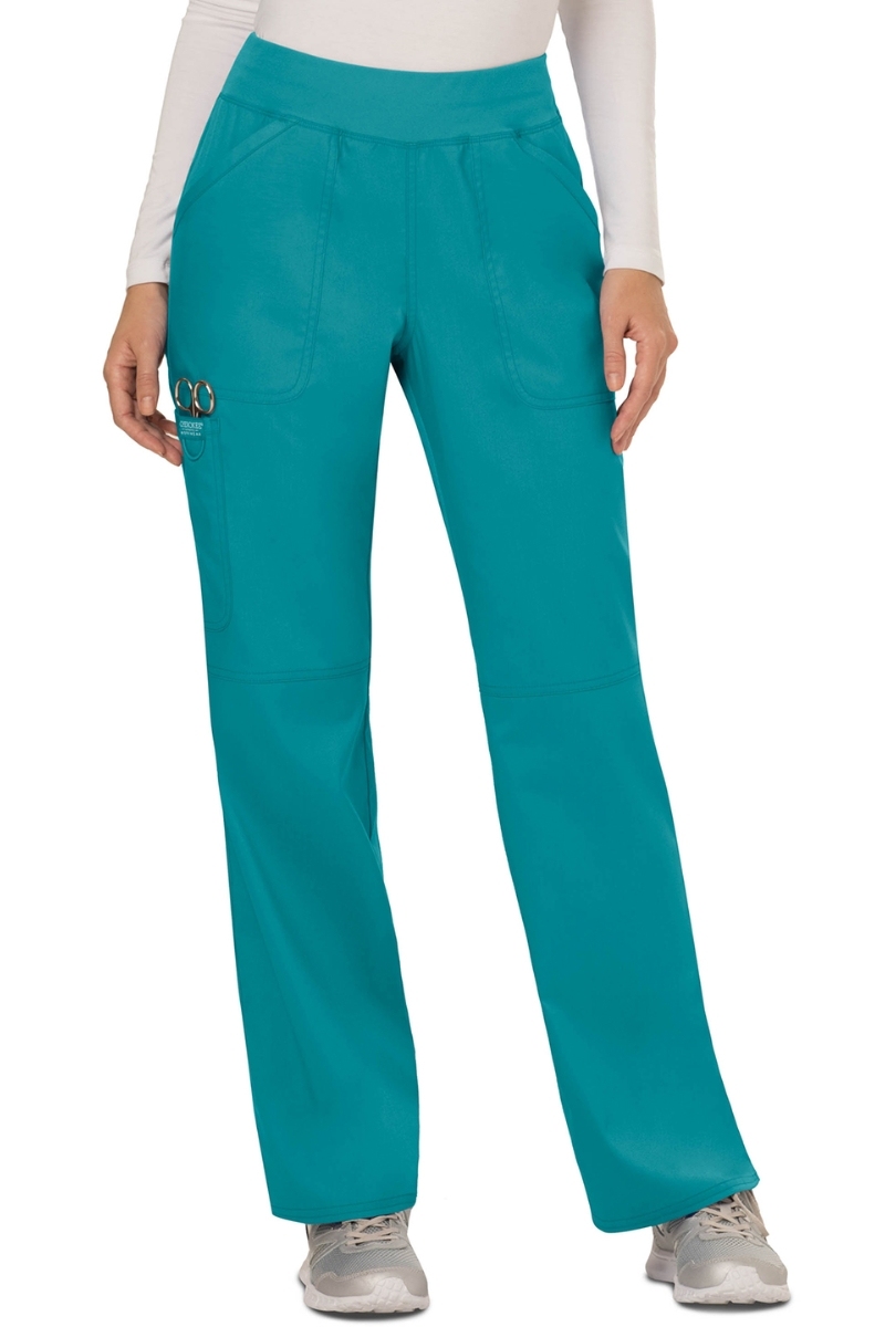 Pantalón sanitario Cherokee de mujer verde esmeralda cintura elástica WWE110