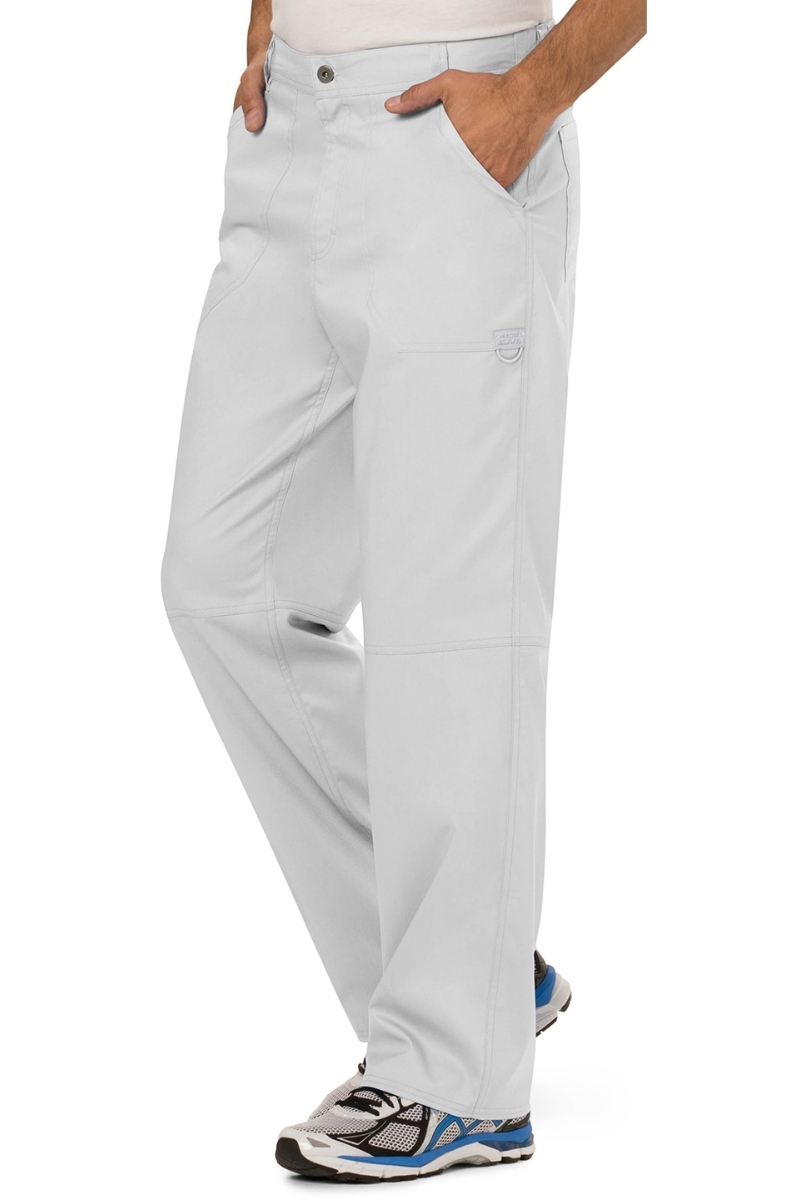 Pantalón sanitario Cherokee de hombre blanco con botón y cremallera