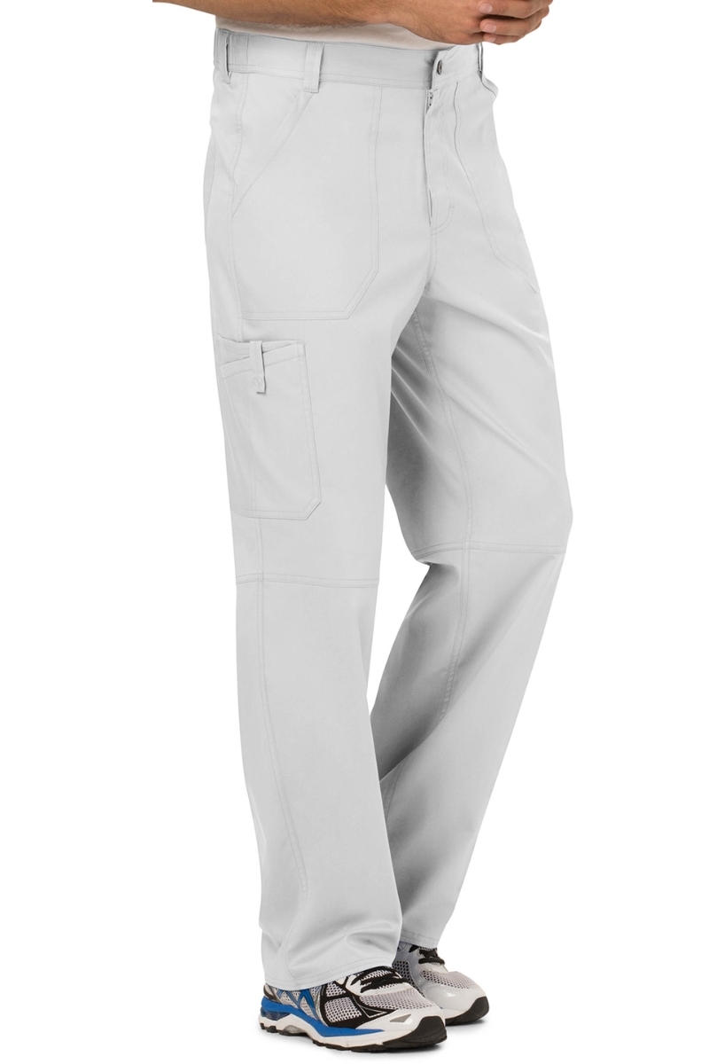 Pantalón sanitario Cherokee de hombre blanco con botón y cremallera