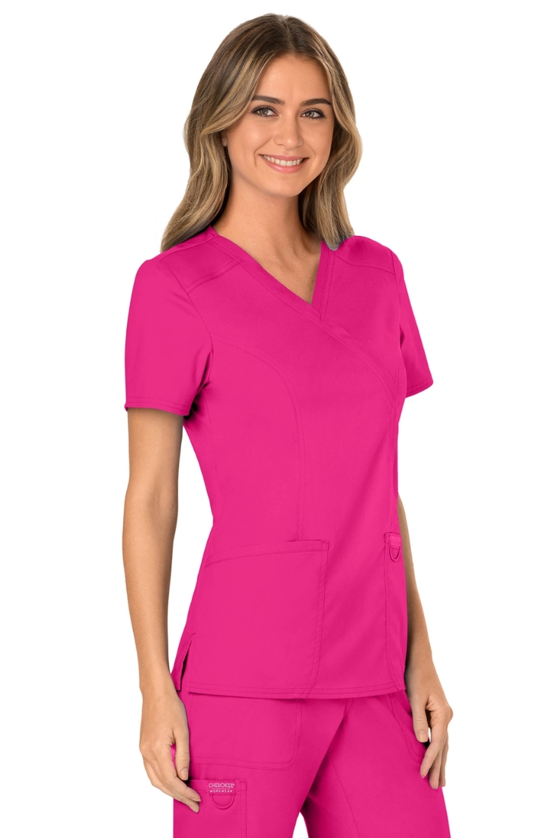 Blusón sanitario de mujer fucsia cruzado Cherokee