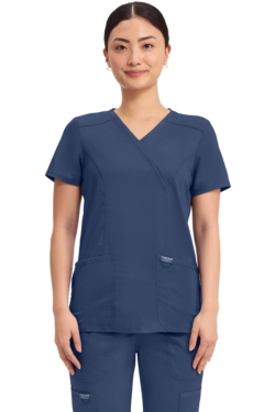 Casaca sanitaria Cherokee de mujer azul marino cruzada WWE610