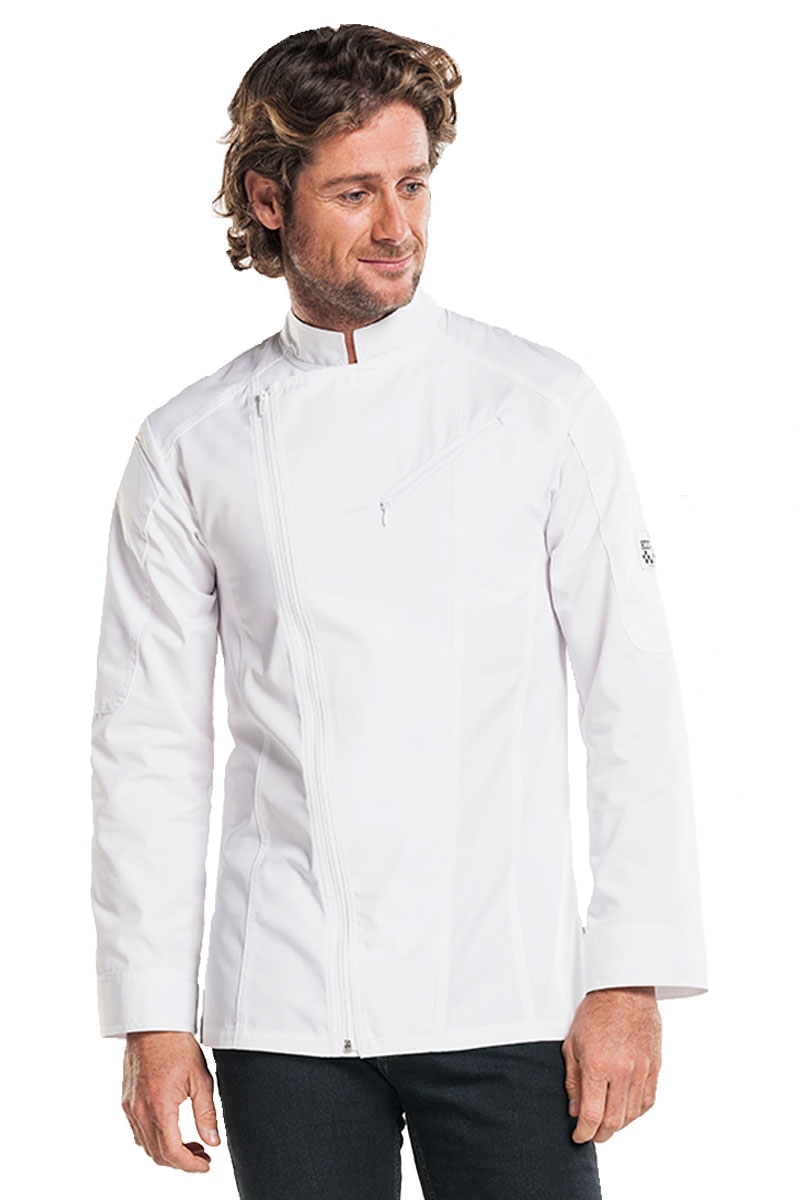 Jaqueta blanca de cuiner de disseny original lleugerament entallada 2