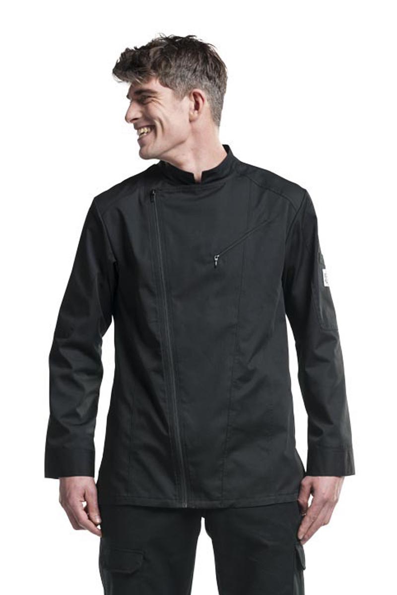 Chaqueta negra de cocinero de diseño original ligeramente entallada 2