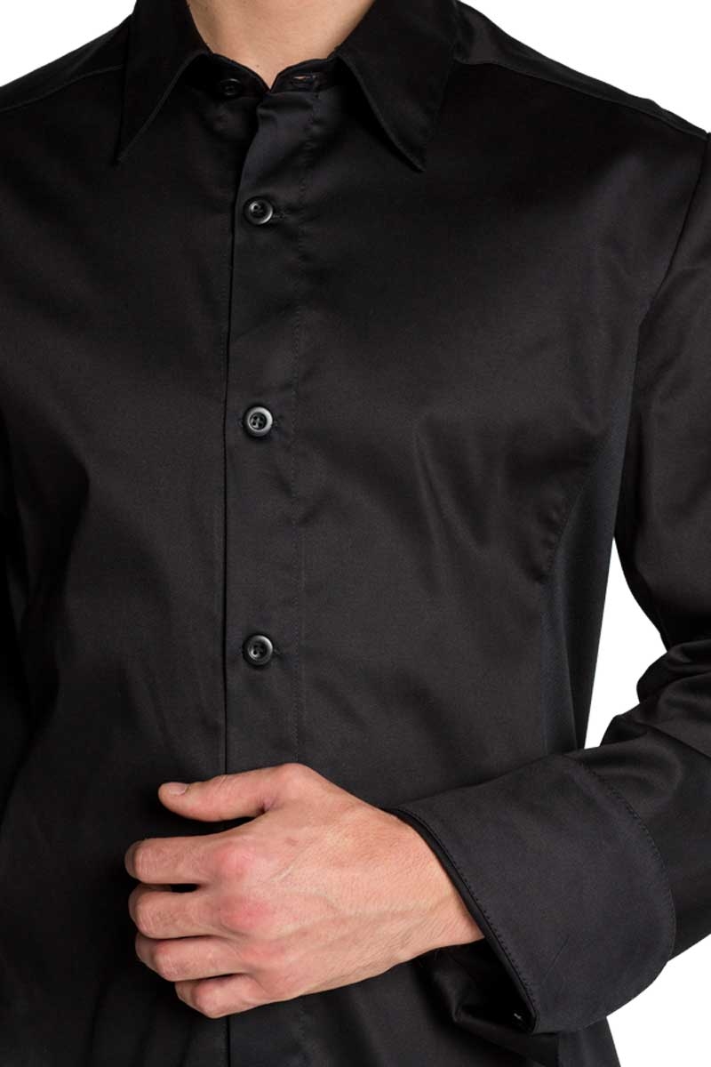 Jaqueta Cuiner negra elàstica amb filera de botons central 2