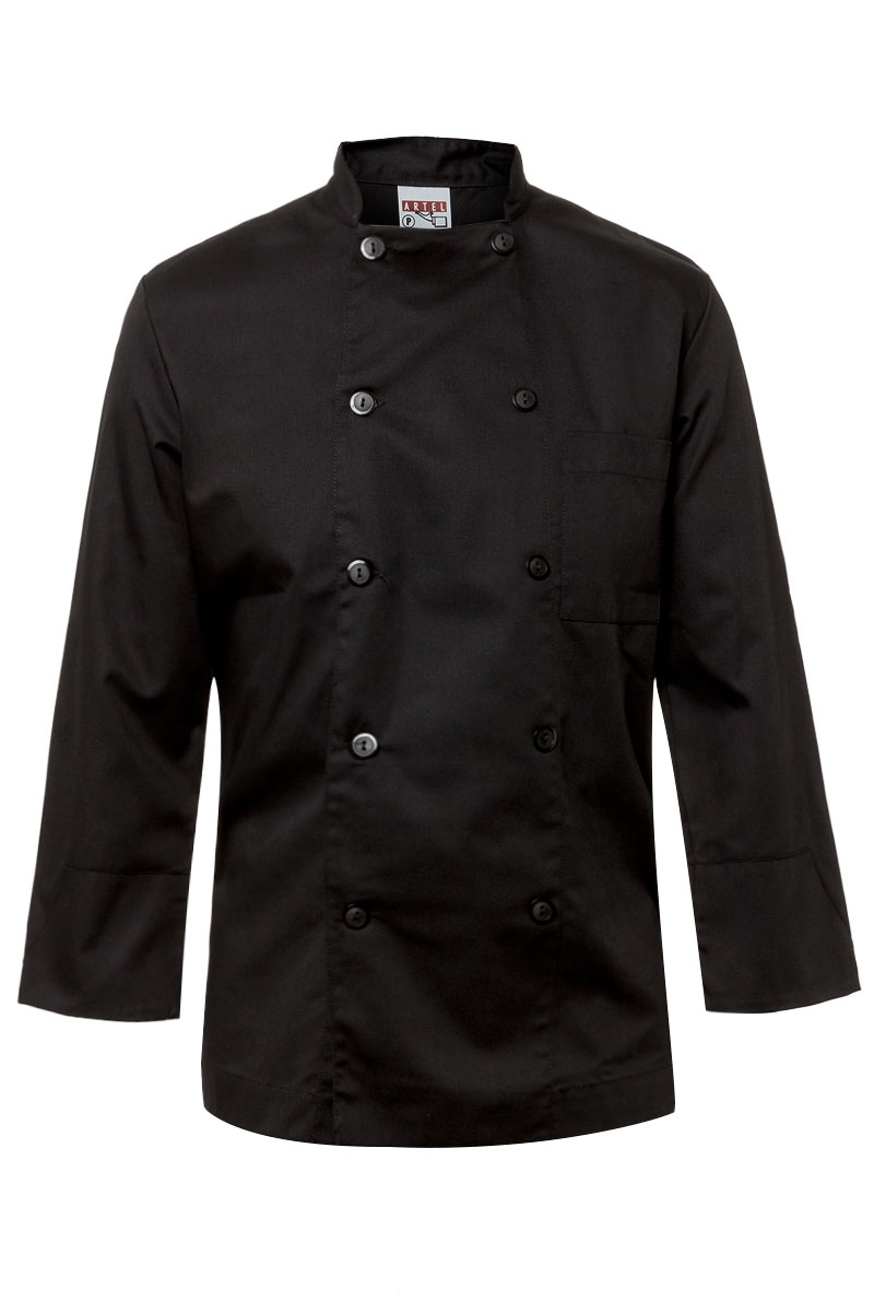 Chaqueta Cocina Artel negra de Corte Camisero y doble Botonadura